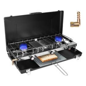 3 Burner Camping Stove 20000 BTU Portable Foldable Propane Stove With Toast Tray Windshield Portable Handle Outdoor Cooking Gas Stove For RV Camping B 3 Burner Camping Stove 20000 BTU Portable Foldable Propane Stove With Toast Tray Windshield Portable Handle Outdoor Cooking Gas Stove For RV Camping B